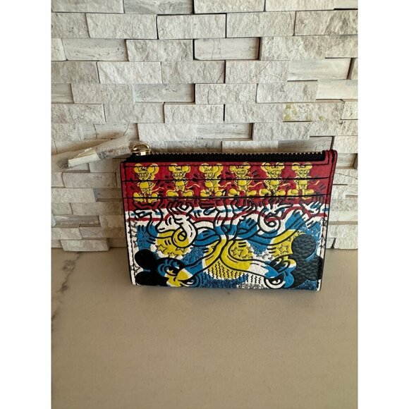 Coach Disney Mickey Mouse X Keith Haring Mini Skinny Id Case Limited edition NWT - Picture 1 of 6